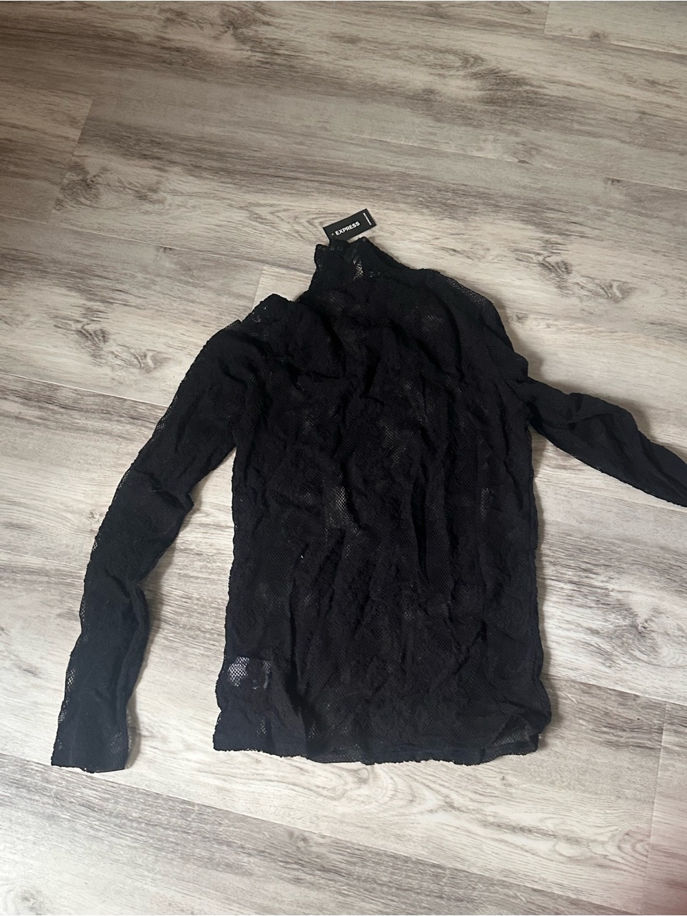 Express Black Lace Overlay Top Size M - Picture 3 of 4